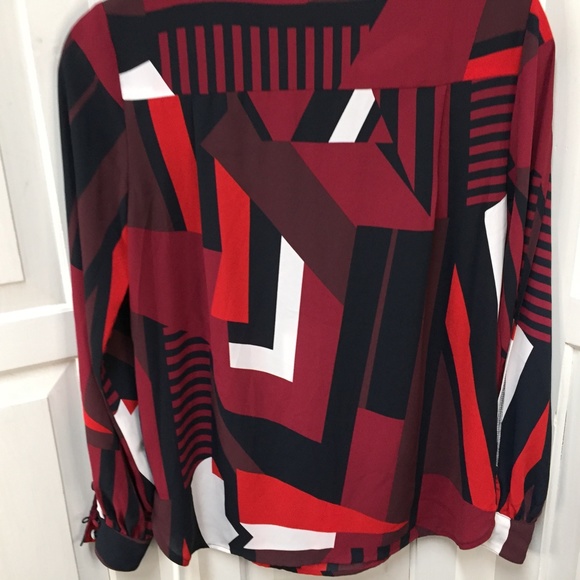 LOFT Long Sleeve Geometric Blouse - Picture 11 of 14